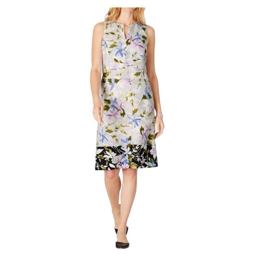 J Jill Love Linen floral sheath dress with pockets